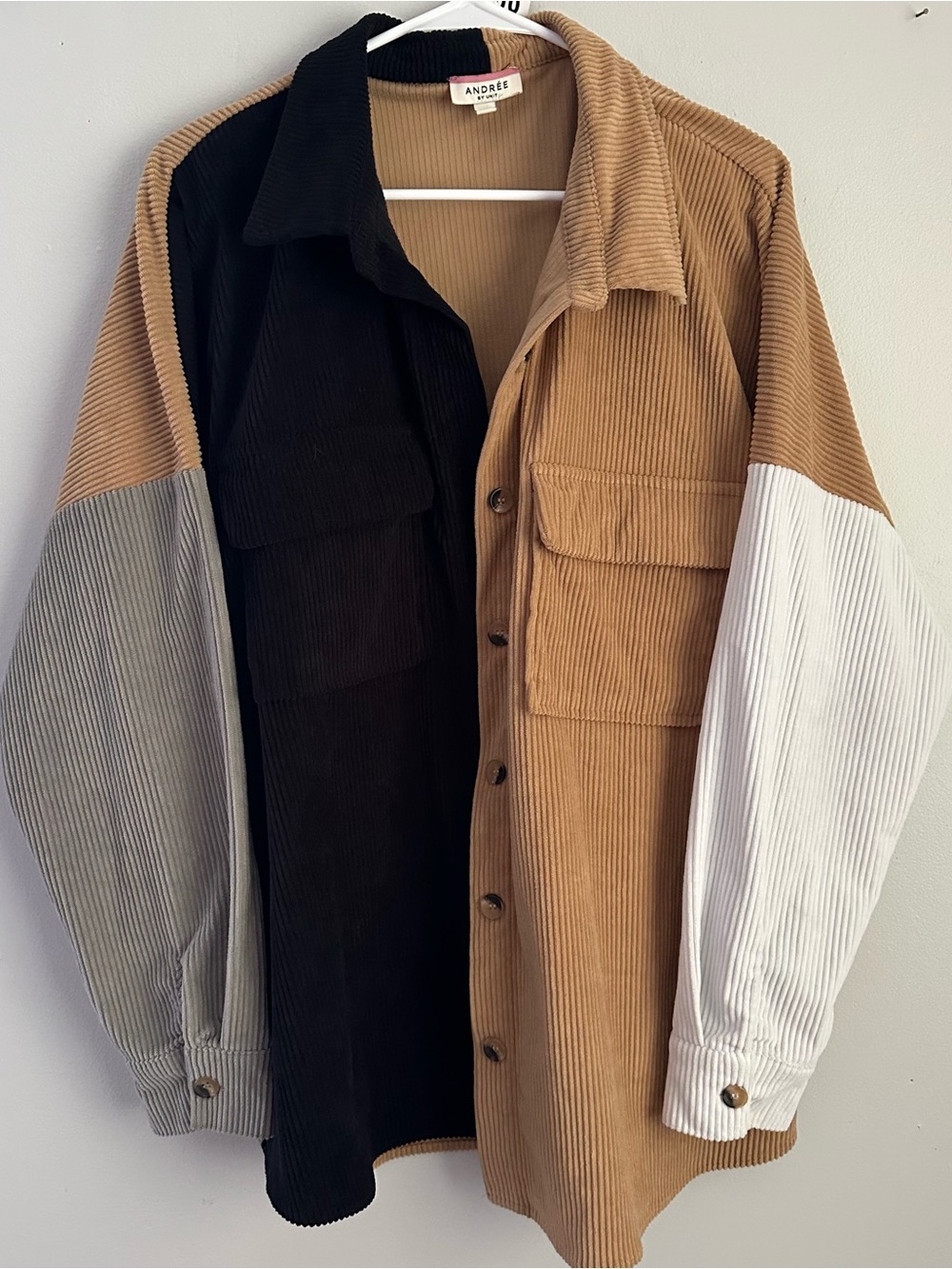 2X Colorblock fall corduroy shacket button up oversized Andree by unit 2xl